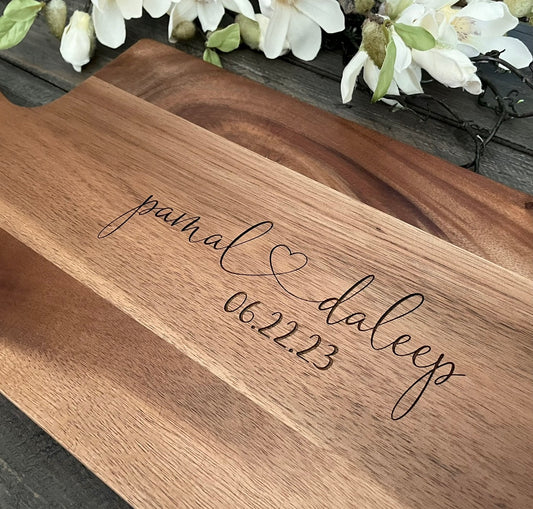 Personalized Acacia Wood & Slate Serving Boards - 3 Styles