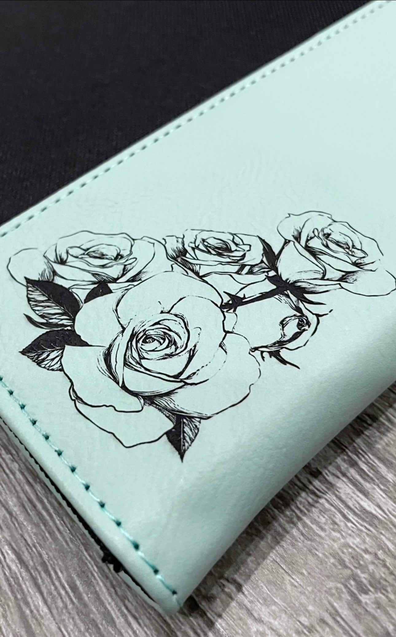 7" x 9" Leatherette Canvas Portfolios with Notepad - Roses