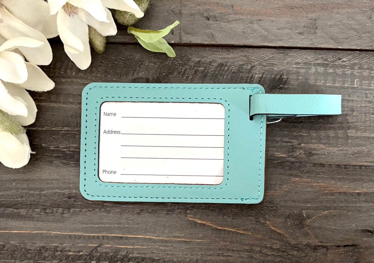 Leatherette Luggage Tag - World Map