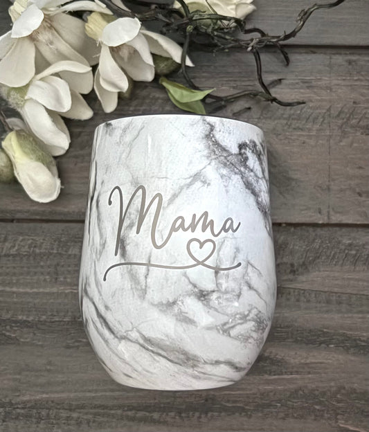 Personalized 12oz Stainless Steel Wine Tumblers - Marble