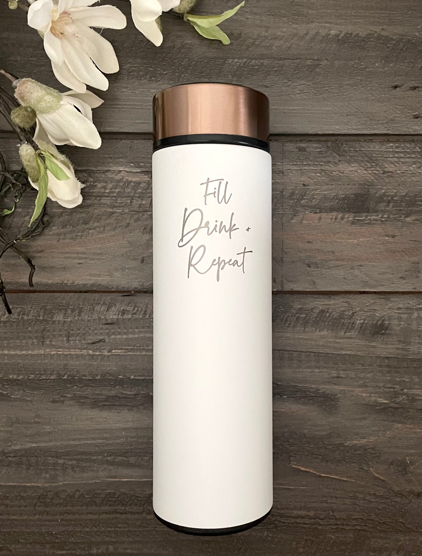 16oz Stainless Steel Cylinder Water Bottle - Fill, Drink + Repeat