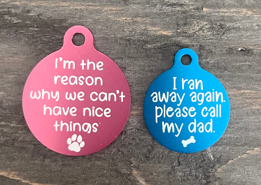 Personalized Aluminum Pet Tags - 5 Shapes & 2 Sizes