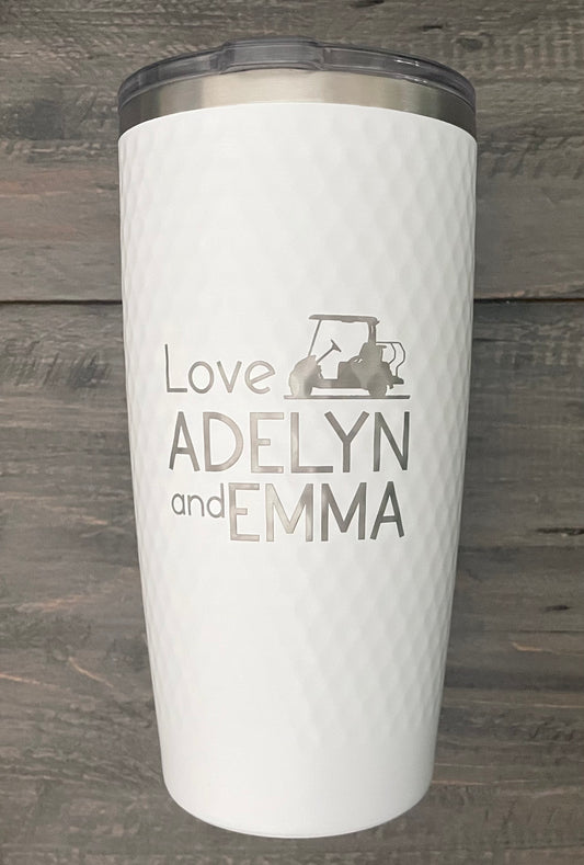 Personalized 20oz Stainless Steel Golf Ball Dimples Tumbler - 2 Colours