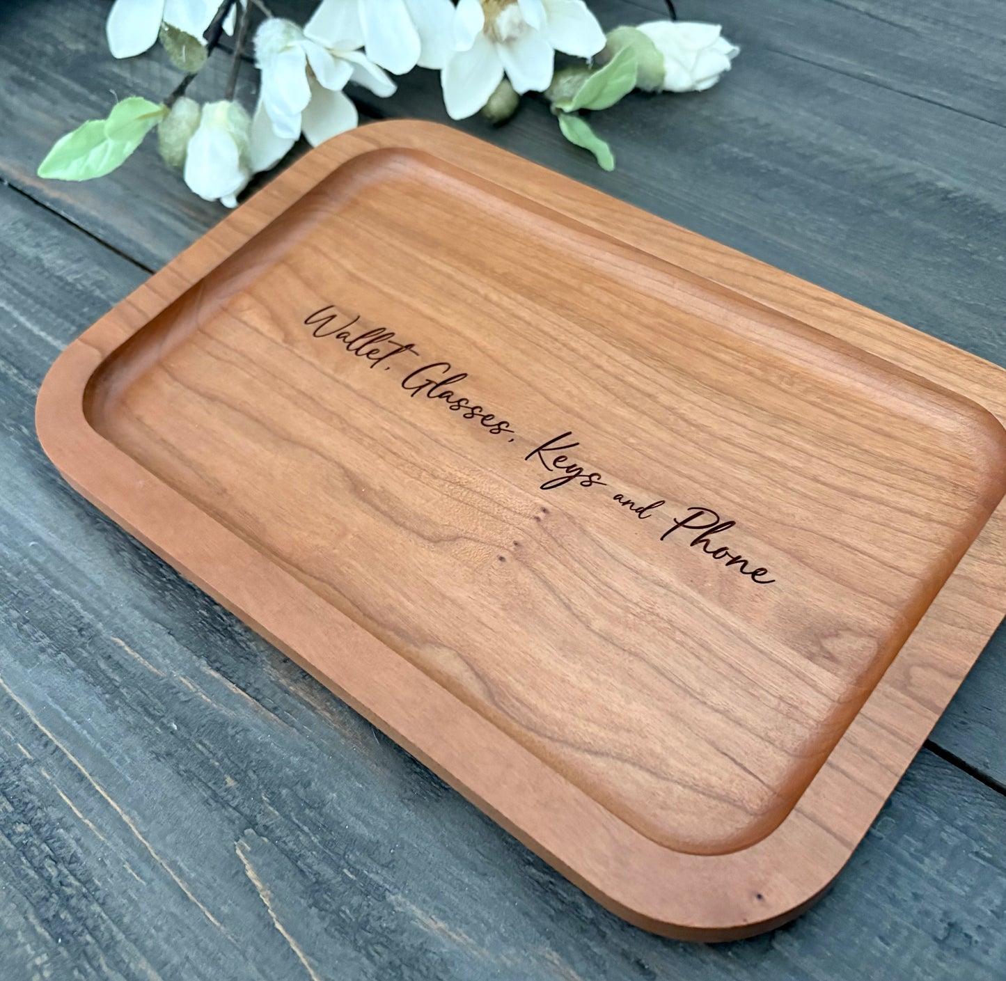 Wooden Trinket Tray - Wallet, Glasses, Keys & Phone