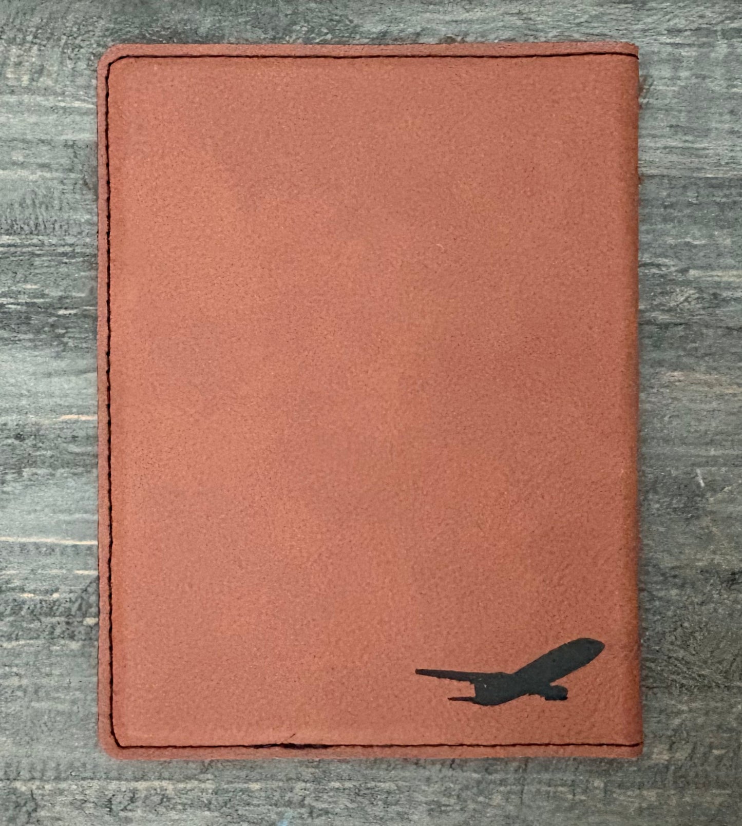 Leatherette Passport Holder - Passport with Airplane