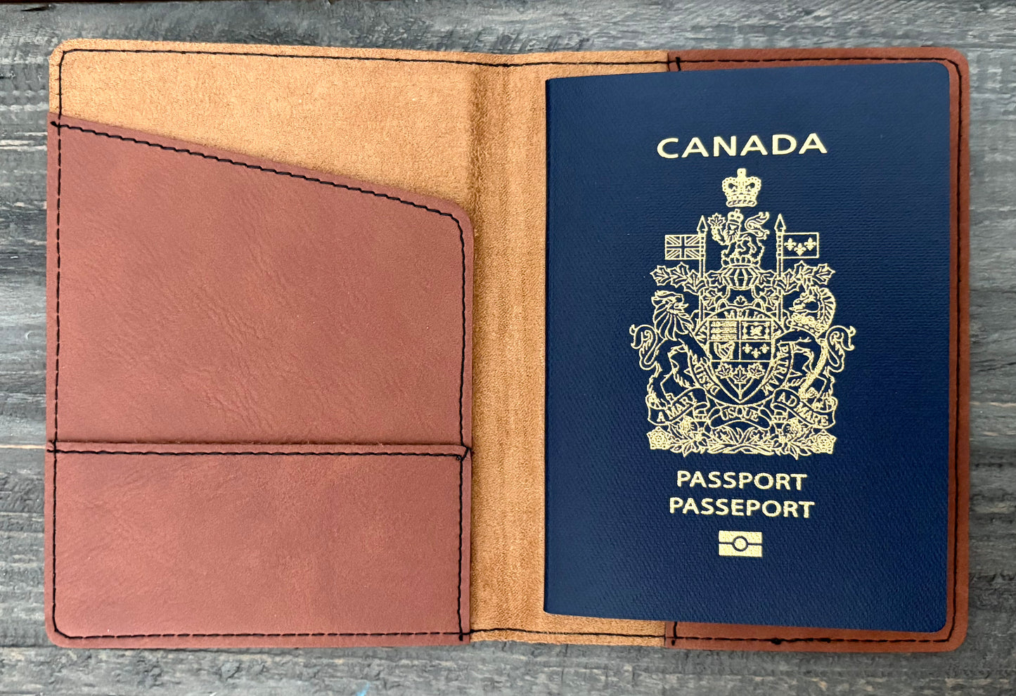 Leatherette Passport Holder - Passport with Airplane