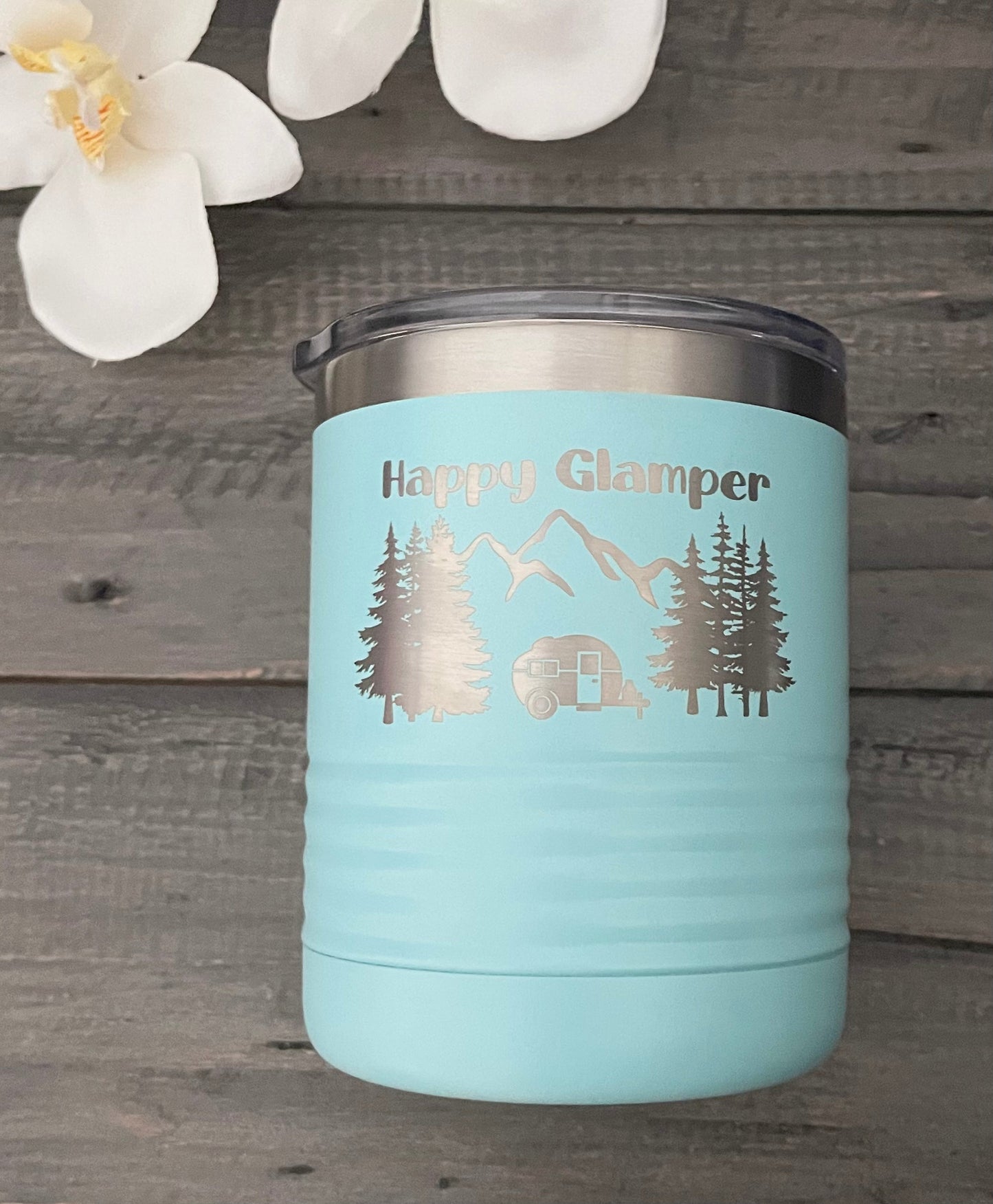 10oz Stainless Steel Tumbler - Happy Glamper