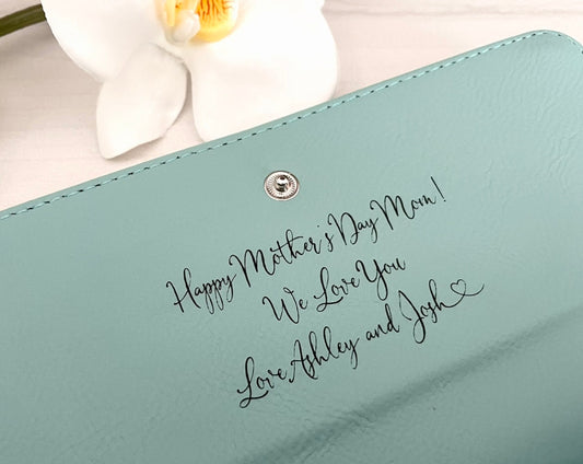Engraved Leatherette Wristlet Wallets - With RFID Protection - 11 Colours