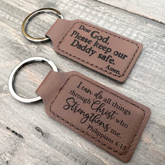 Personalized Leatherette Rectangle Keychains - 12 Colours