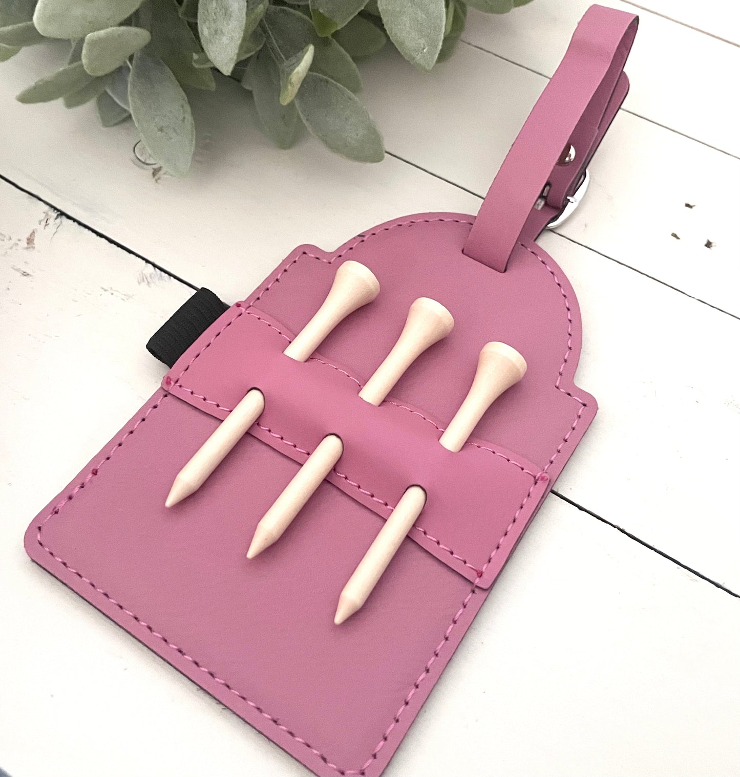 Leatherette Golf Bag Tags with Tees - Floral Cow Skull