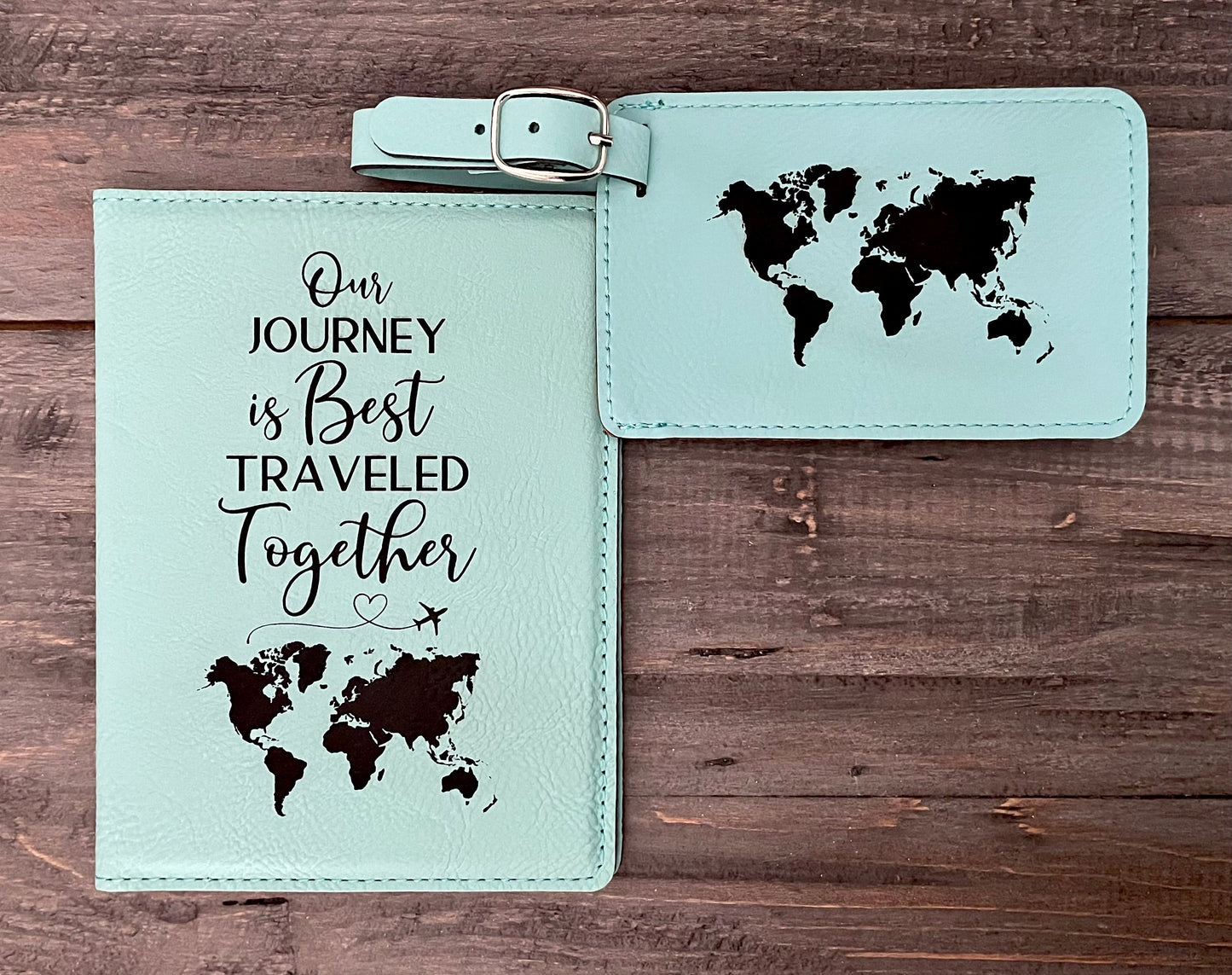 Leatherette Luggage Tag - World Map