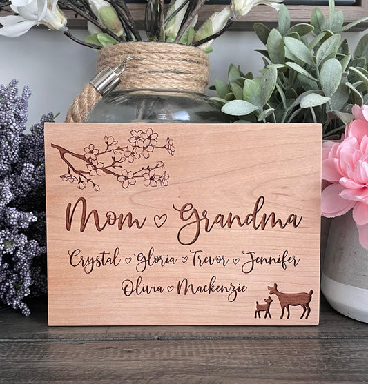 Personalized Wooden Mini Signs - Cherry Blossoms & Family Animals