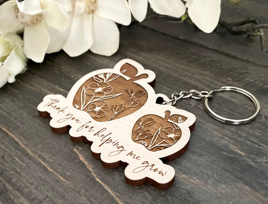 Floral Silhouette Wooden Keychains