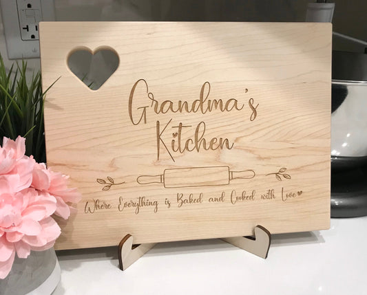 Personalized Wooden Cutting Board - Heart Cutout
