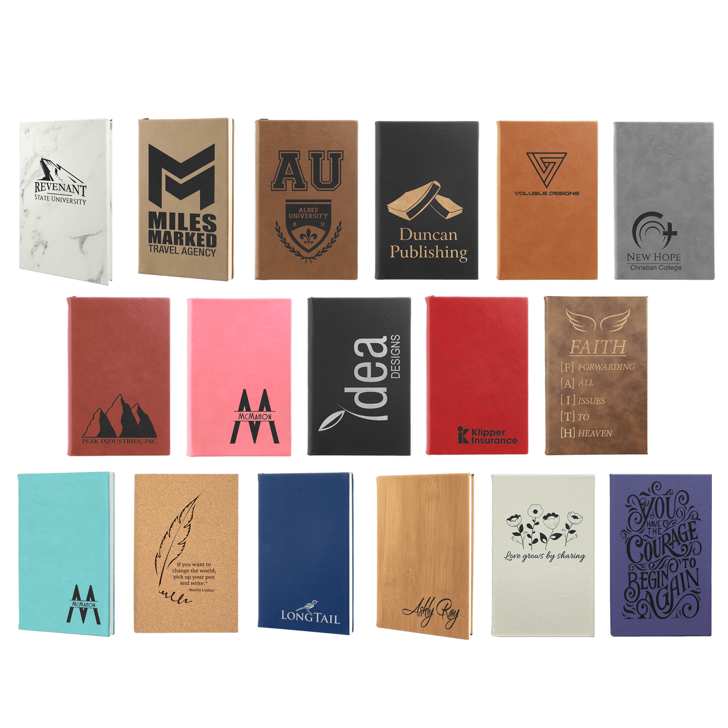 Personalized Leatherette Journals - 2 Sizes & 19 Colours