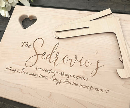 Personalized Wooden Cutting Board - Heart Cutout
