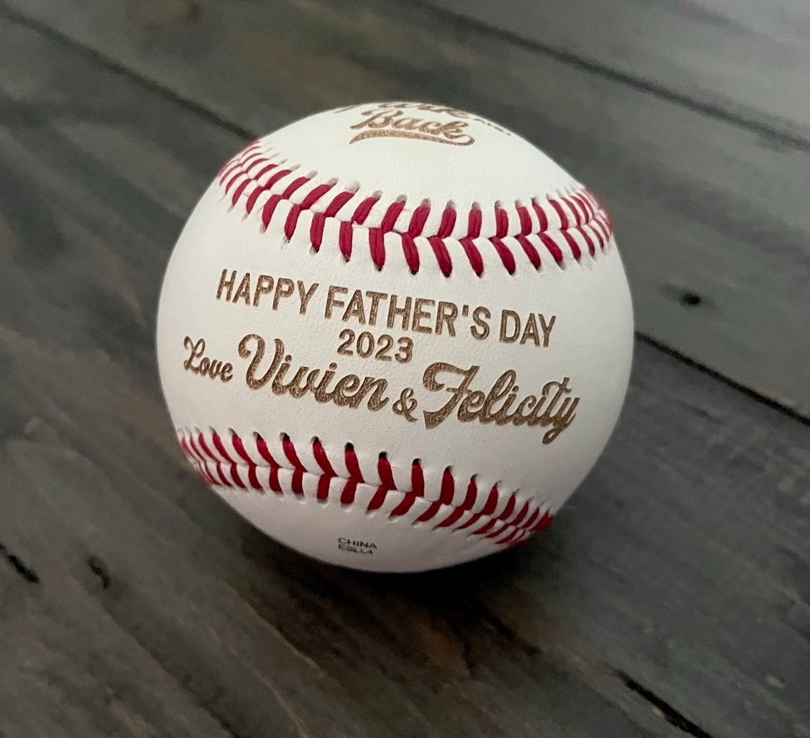 Engraved Genuine Leather Baseballs - With Display Case