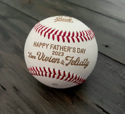Engraved Genuine Leather Baseballs - With Display Case