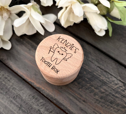 Personalized Round Wooden Boxes - Tooth Fairy