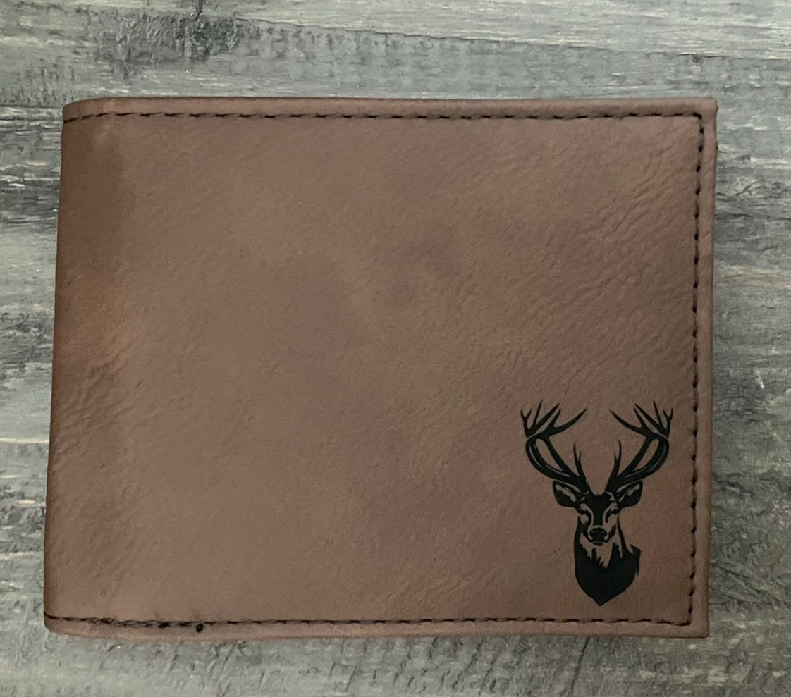 Engraved Leatherette Bi-Fold Wallets - With RFID Protection - 6 Colours