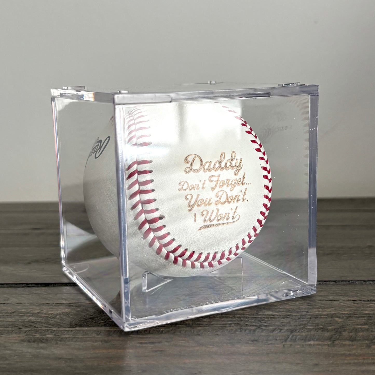 Engraved Genuine Leather Baseballs - With Display Case