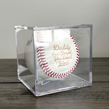 Engraved Genuine Leather Baseballs - With Display Case