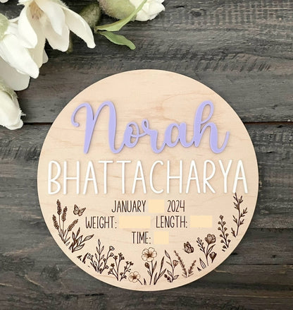 Wooden Baby Keepsake Signs - Round