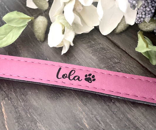 Engraved Leatherette Dog Collar - Lola
