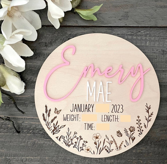 Wooden Baby Keepsake Signs - Round