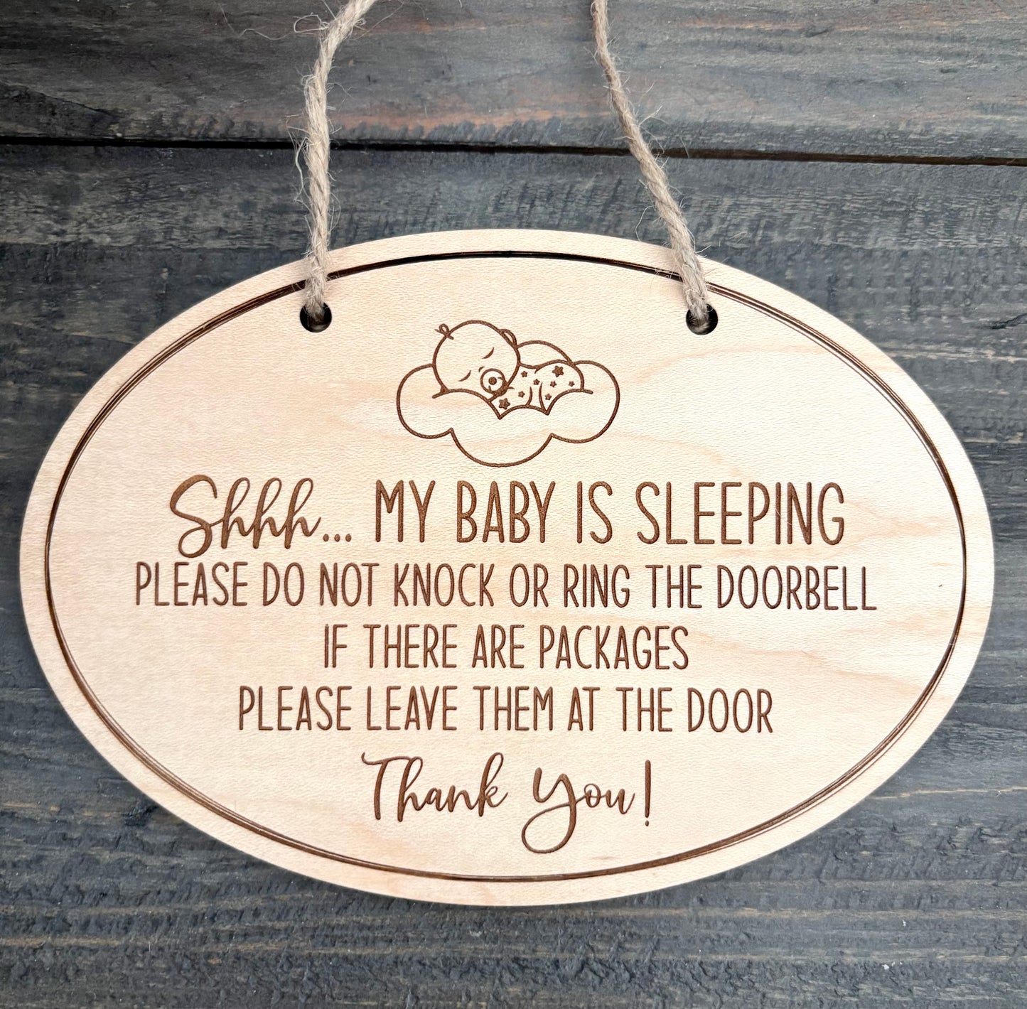 Wooden Shhh... My Baby is Sleeping Signs - Oval