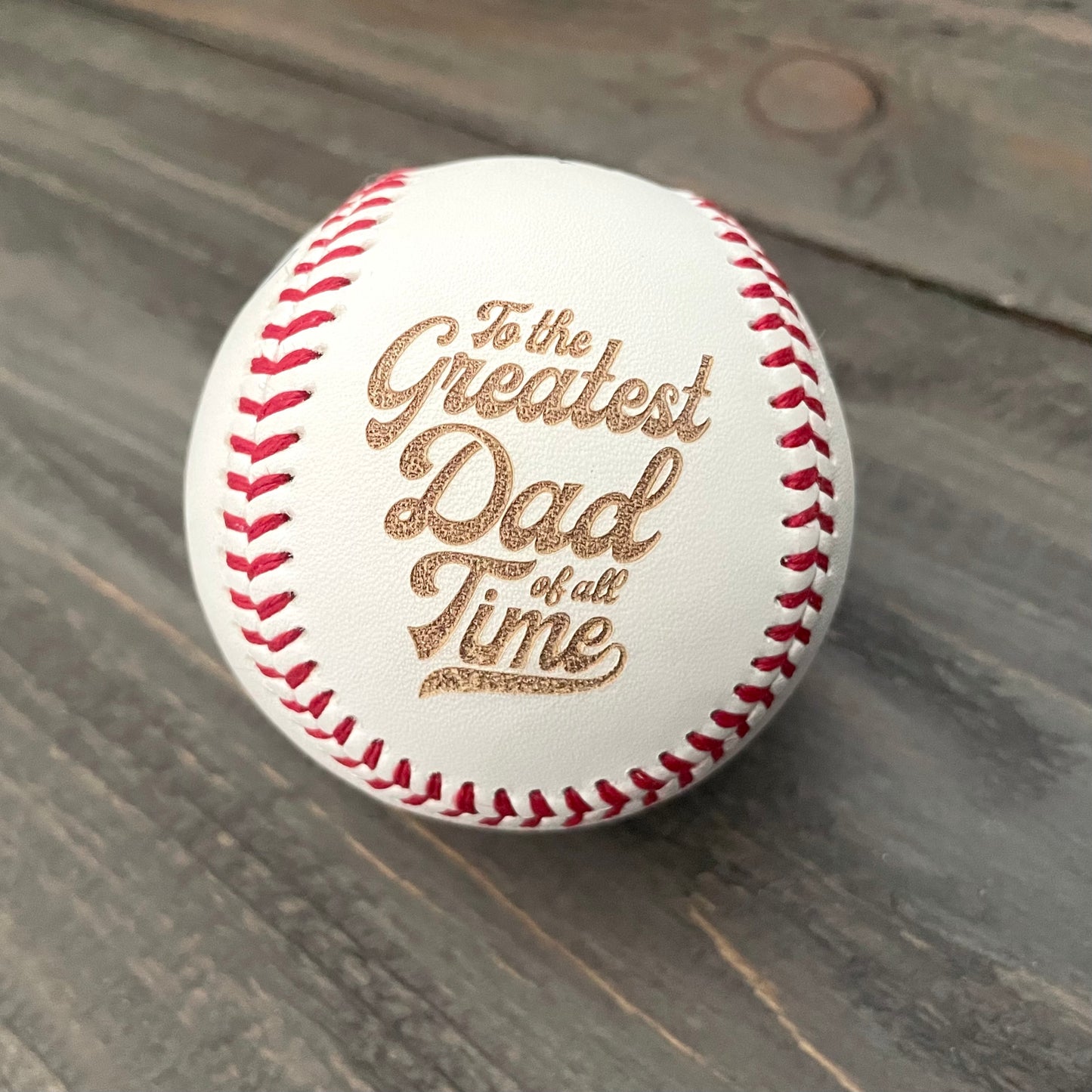 Engraved Genuine Leather Baseballs - With Display Case