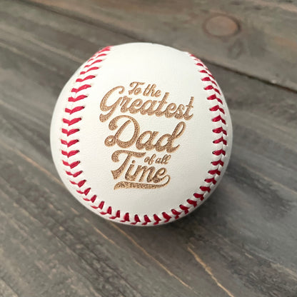 Engraved Genuine Leather Baseballs - With Display Case