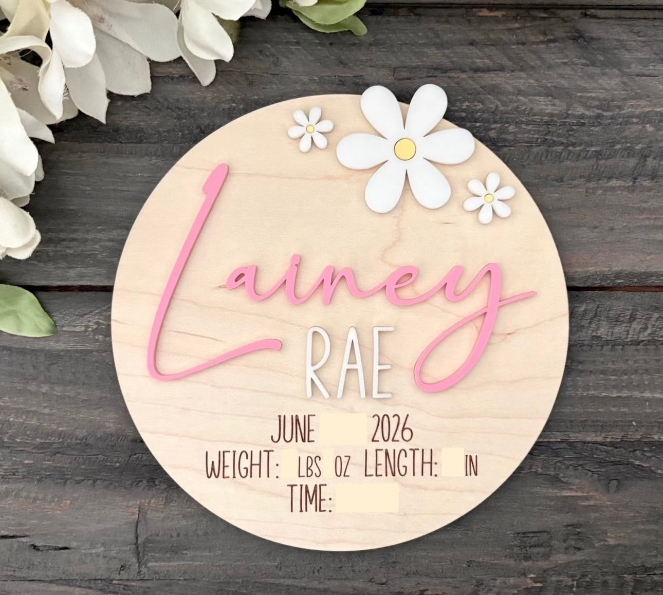 Wooden Baby Keepsake Signs - Round