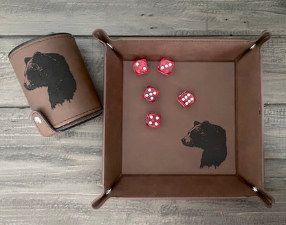 Personalized Leatherette Dice Cups with 5 Dice - 11 Colours