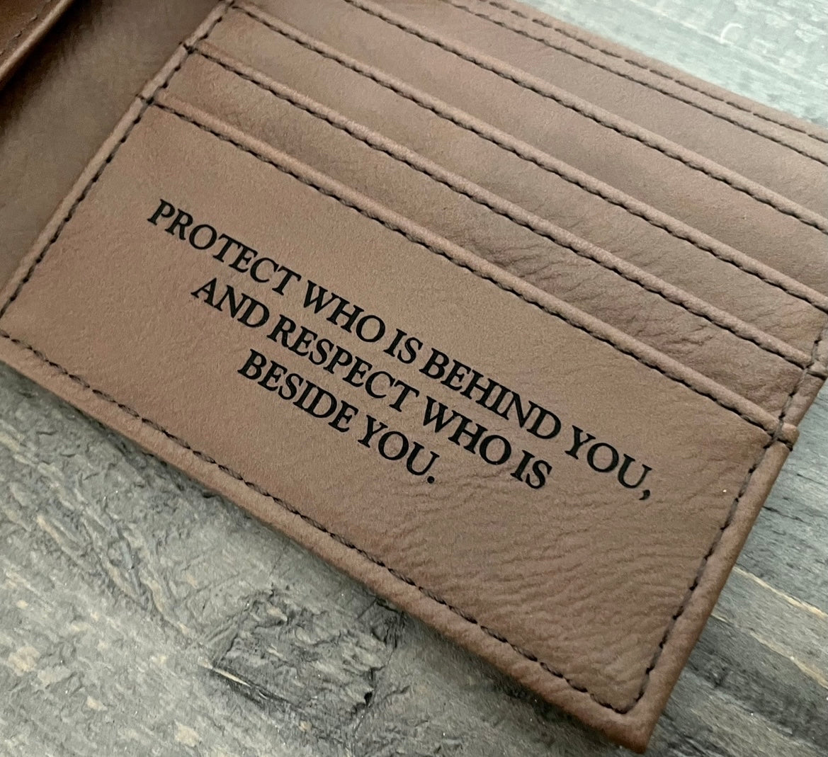 Engraved Leatherette Bi-Fold Wallets - With RFID Protection - 6 Colours