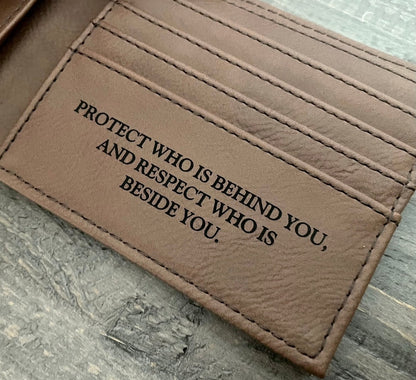 Engraved Leatherette Bi-Fold Wallets - With RFID Protection - 6 Colours