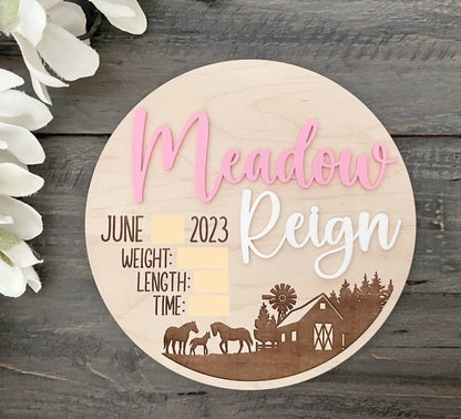 Wooden Baby Keepsake Signs - Round