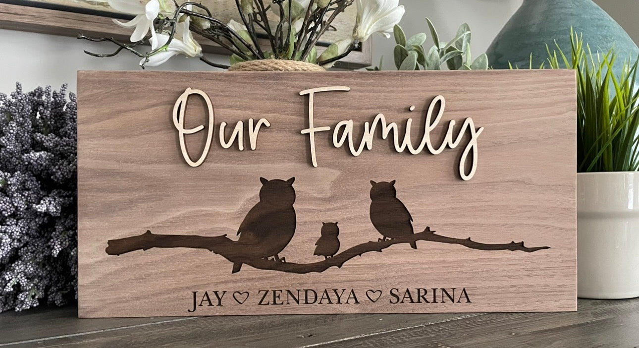 Personalized 3D & Engraved Wooden Signs - Animal Family