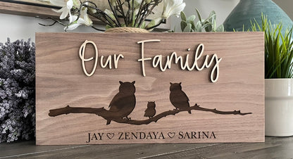 Personalized 3D & Engraved Wooden Signs - Animal Family