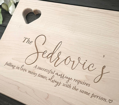 Personalized Wooden Cutting Board - Heart Cutout