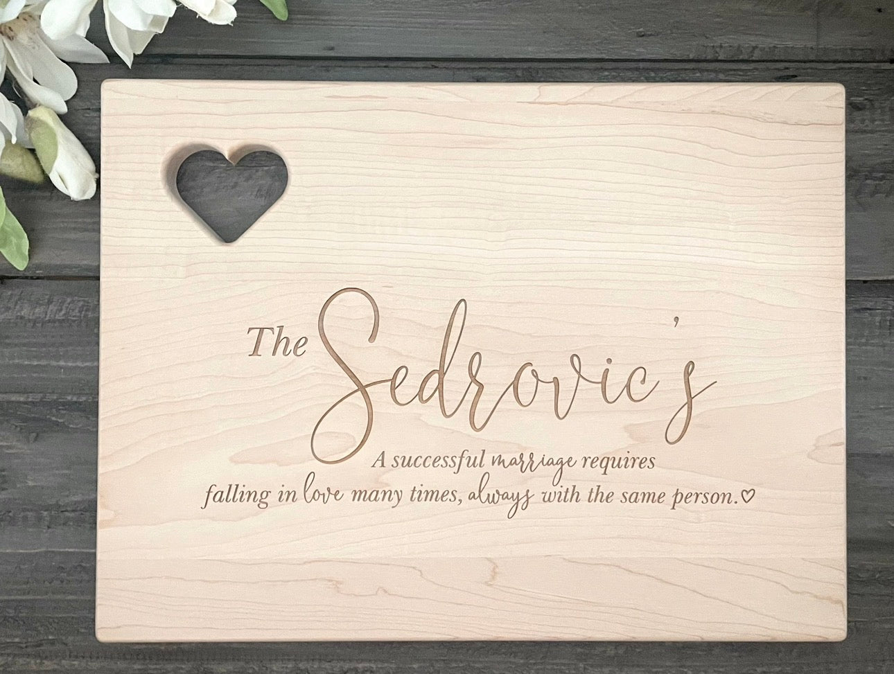 Personalized Wooden Cutting Board - Heart Cutout