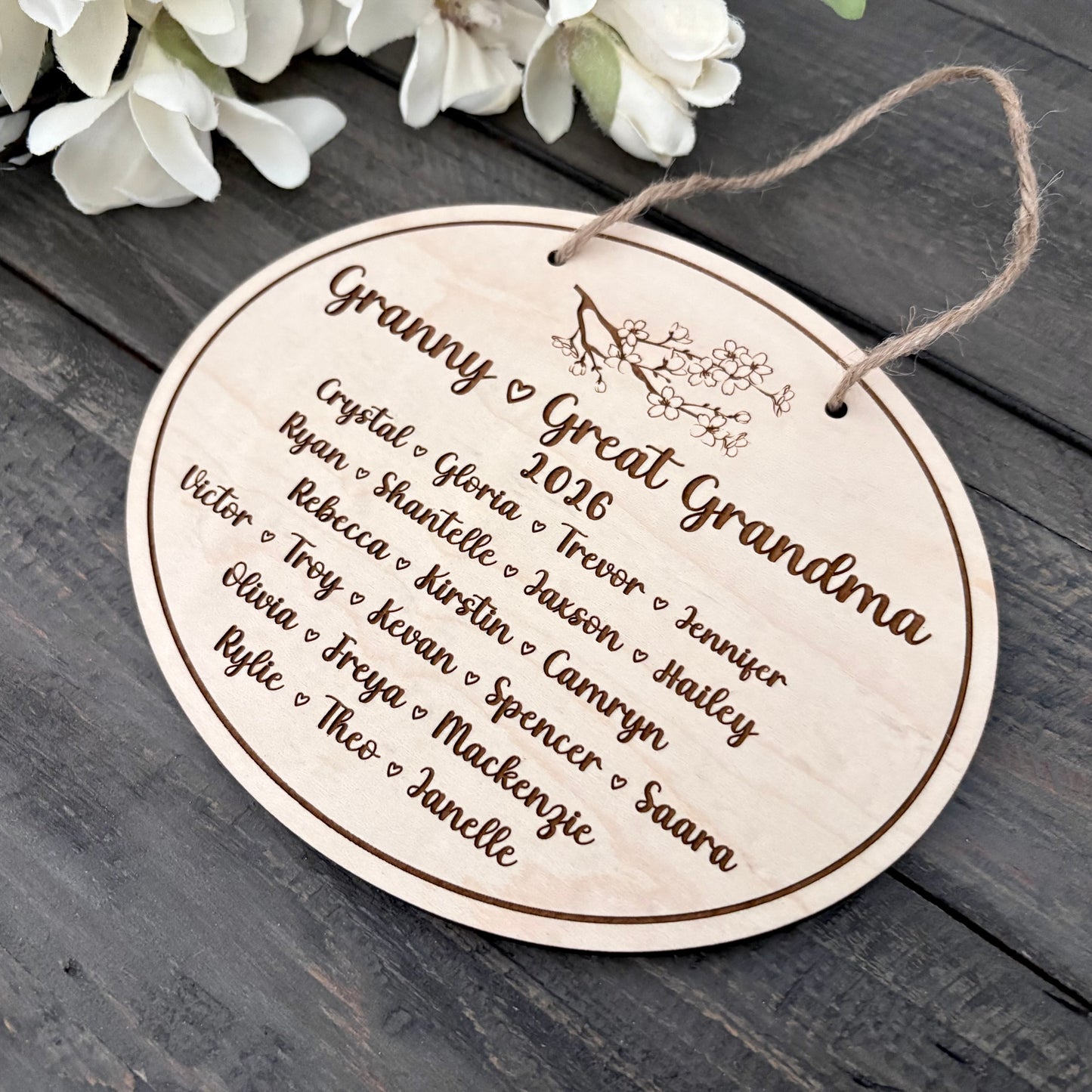 Wooden Family Names Sign - Oval
