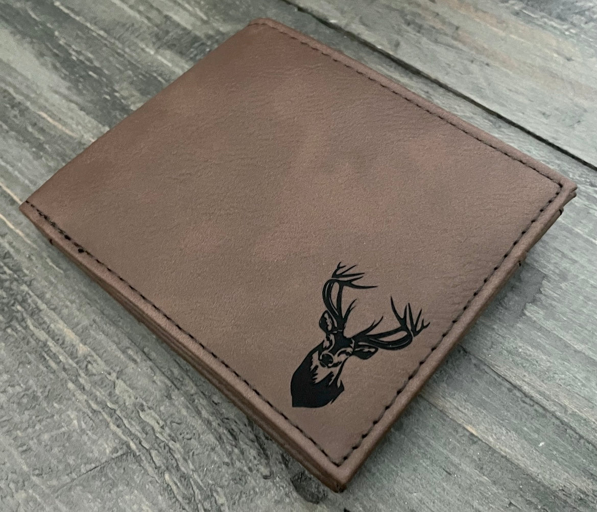 Engraved Leatherette Bi-Fold Wallets - With RFID Protection - 6 Colours