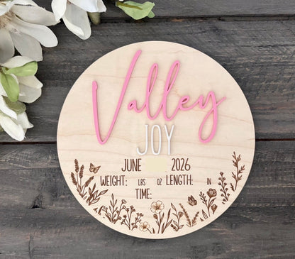 Wooden Baby Keepsake Signs - Round