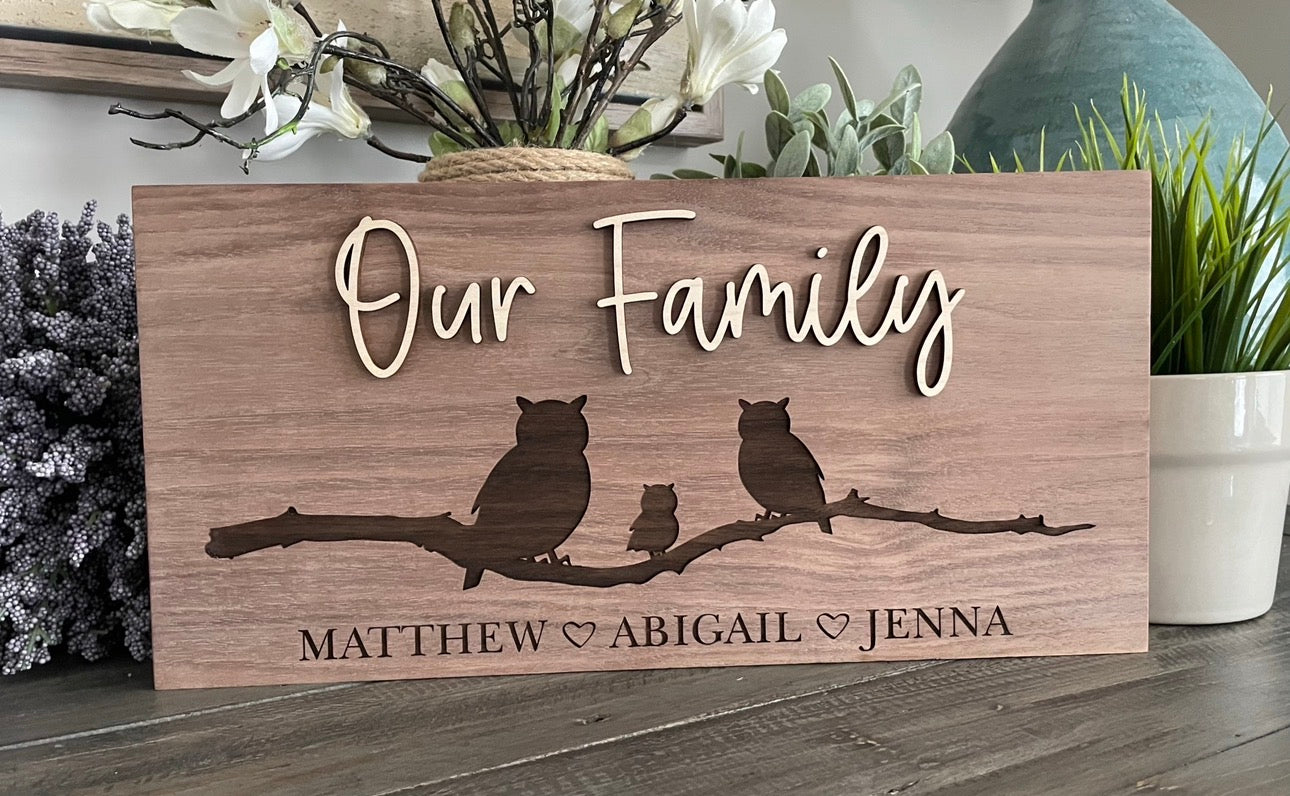 Personalized 3D & Engraved Wooden Signs - Animal Family