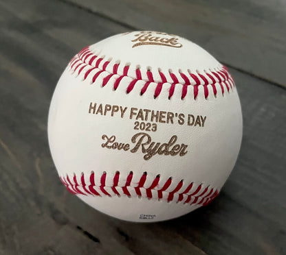 Engraved Genuine Leather Baseballs - With Display Case