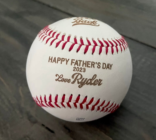 Engraved Genuine Leather Baseballs - With Display Case