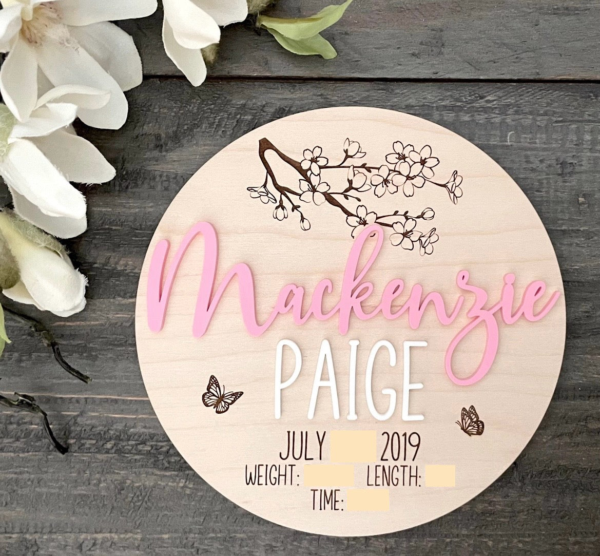 Wooden Baby Keepsake Signs - Round