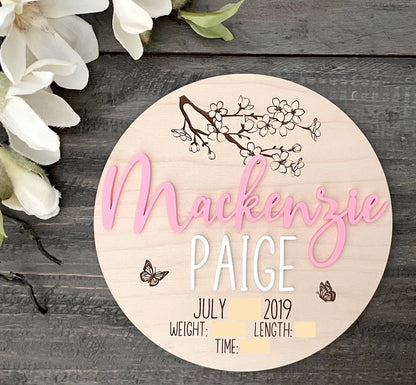 Wooden Baby Keepsake Signs - Round