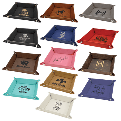 Personalized Leatherette Snap Trays - 2 Sizes & 15 Colours